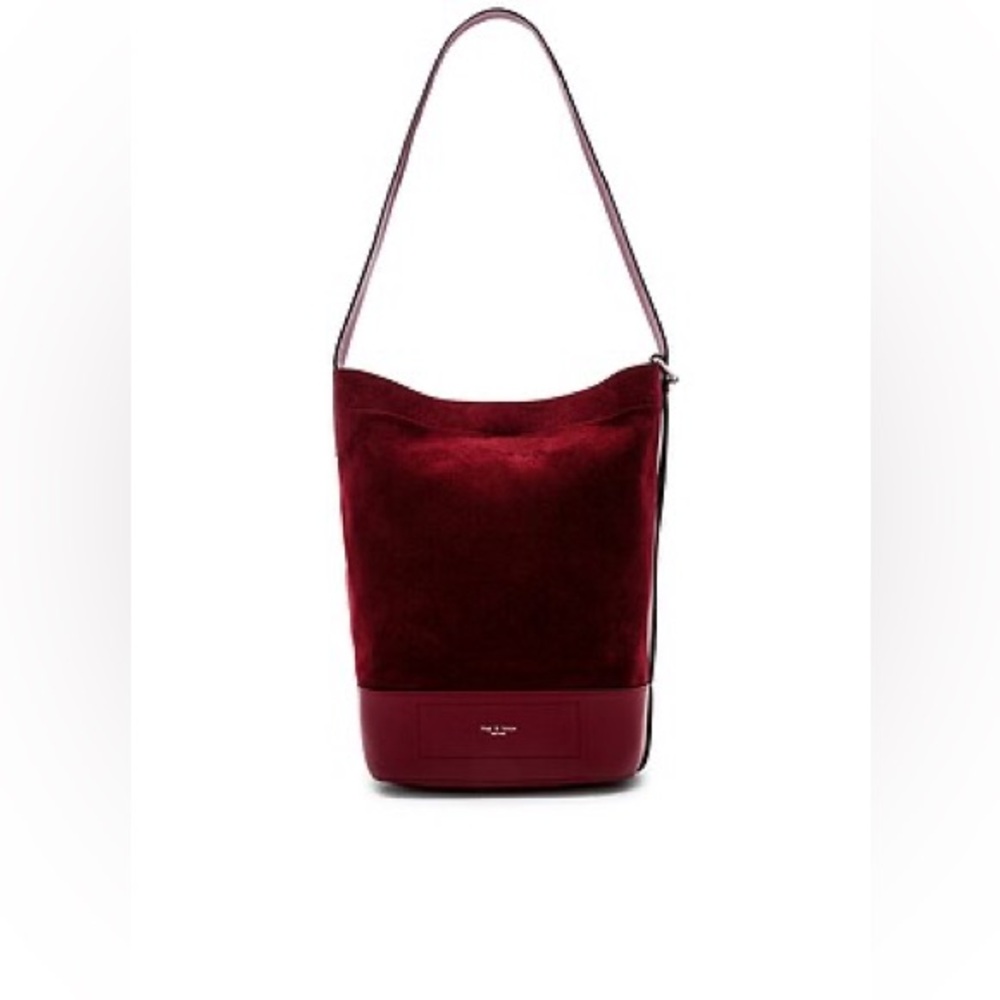rag & bone Burgundy Suede and Leather Bucket Bag